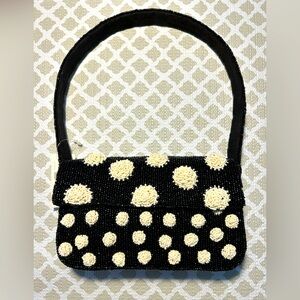 NWT🌷Anthropology Fiona Beaded Handbag (Black/ White)